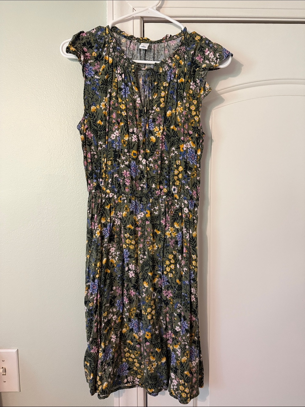 Old Navy Olive Green Floral Dress